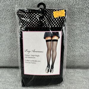 LEG AVENUE - Black Women #9112 Fish Net Thigh Highs with Backseam OSFM  Z3